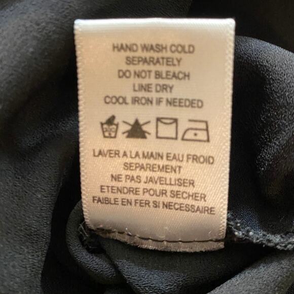 Pilone Black Long Sleeve Drape Front Blouse Size M - Picture 7 of 7